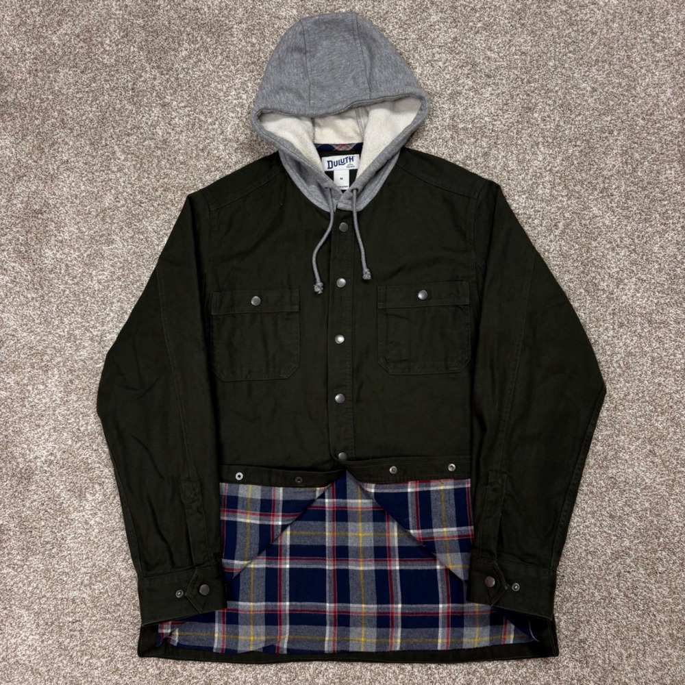 Duluth Trading Fire Hose Flannel-Lined Hooded Limber Jacket Mens Medium Workwear
